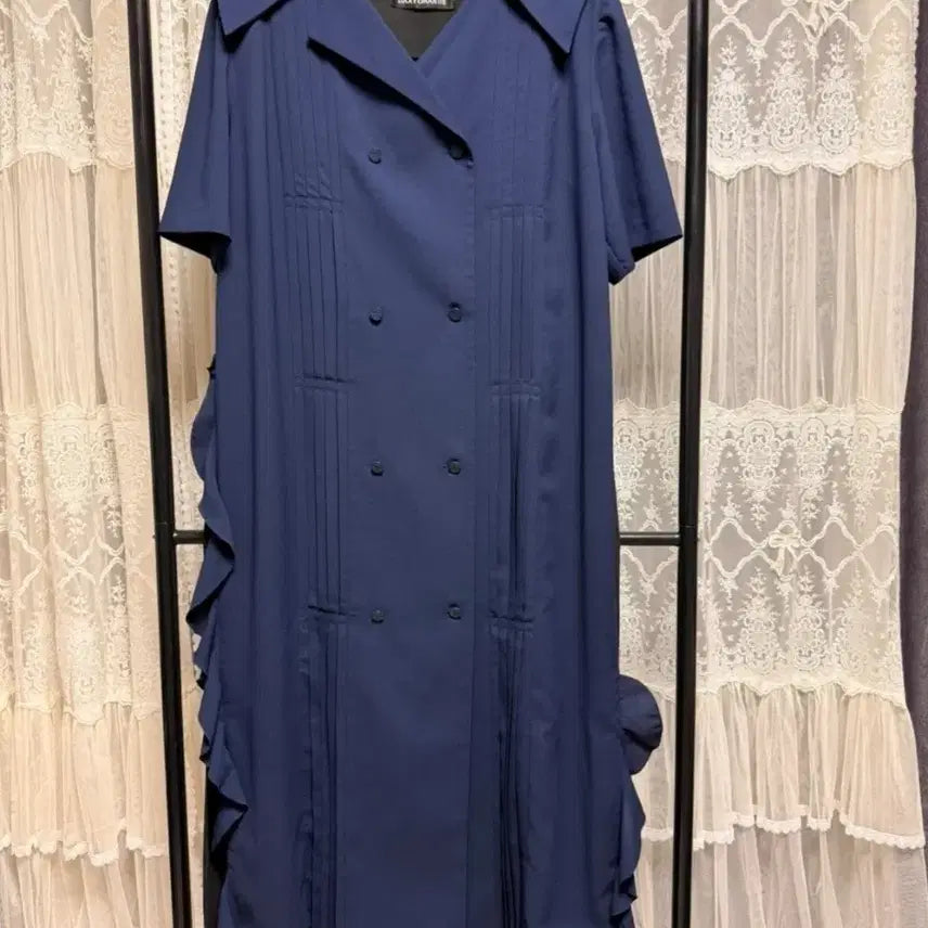 [BUNJANG] Lucky Chouette Navy Ruffle Long Dress / 럭키슈에뜨 원피스