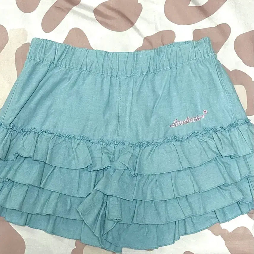 [BUNJANG] Y2K Lovely Kitsch Sky Blue Cotton Ruffle Culottes / y2k 와투케 케케체 러블리 키치 하늘색 코튼 캉캉 큐롯 치마바지