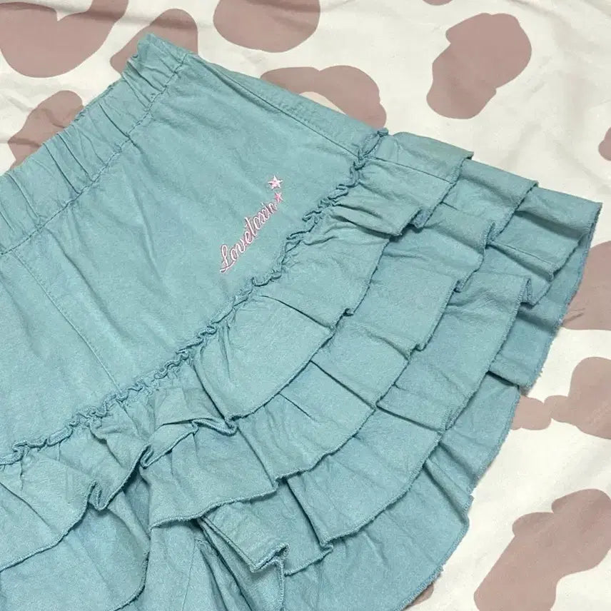 [BUNJANG] Y2K Lovely Kitsch Sky Blue Cotton Ruffle Culottes / y2k 와투케 케케체 러블리 키치 하늘색 코튼 캉캉 큐롯 치마바지