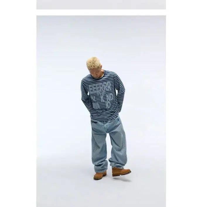 [BUNJANG] eeerrr Striped Long Sleeve Sky Blue / eeerrr 스트라이프 롱슬리브 스카이블루