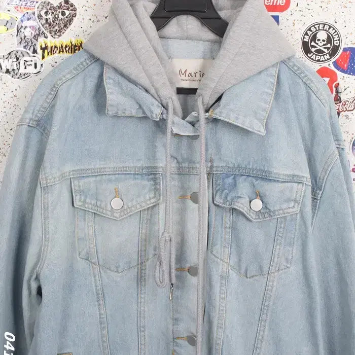 [BUNJANG] Mari Light Wash Hooded Denim Jacket - Women&