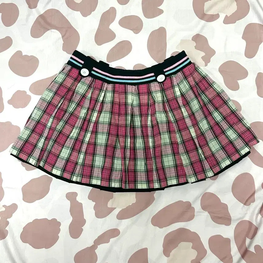 [BUNJANG] Kekece What U Take Punk Reversible Pink Check Skirt / 케케체 와투케 펑크 리버시블 양면 투웨이 핑크 체크 스커트