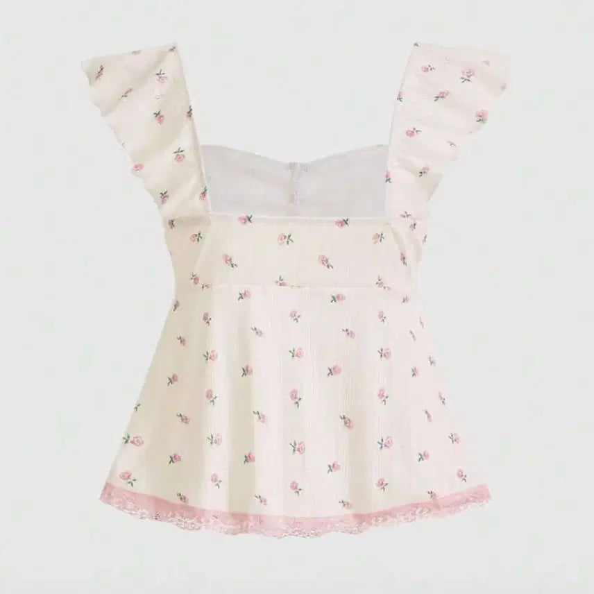 [BUNJANG] Floral Lace Short Sleeve Blouse / 꽃무늬 플라워 레이스 반팔티 블라우스