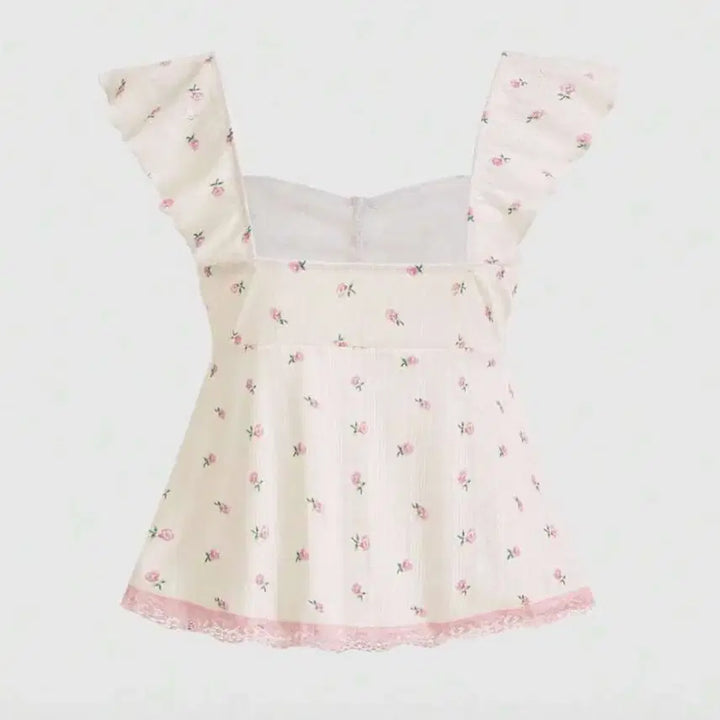 [BUNJANG] Floral Lace Short Sleeve Blouse / 꽃무늬 플라워 레이스 반팔티 블라우스