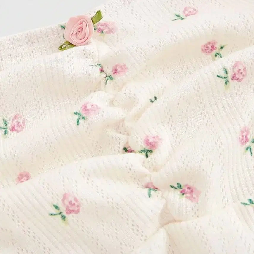 [BUNJANG] Floral Lace Short Sleeve Blouse / 꽃무늬 플라워 레이스 반팔티 블라우스