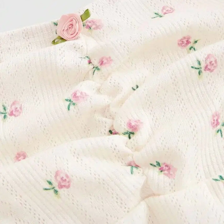 [BUNJANG] Floral Lace Short Sleeve Blouse / 꽃무늬 플라워 레이스 반팔티 블라우스