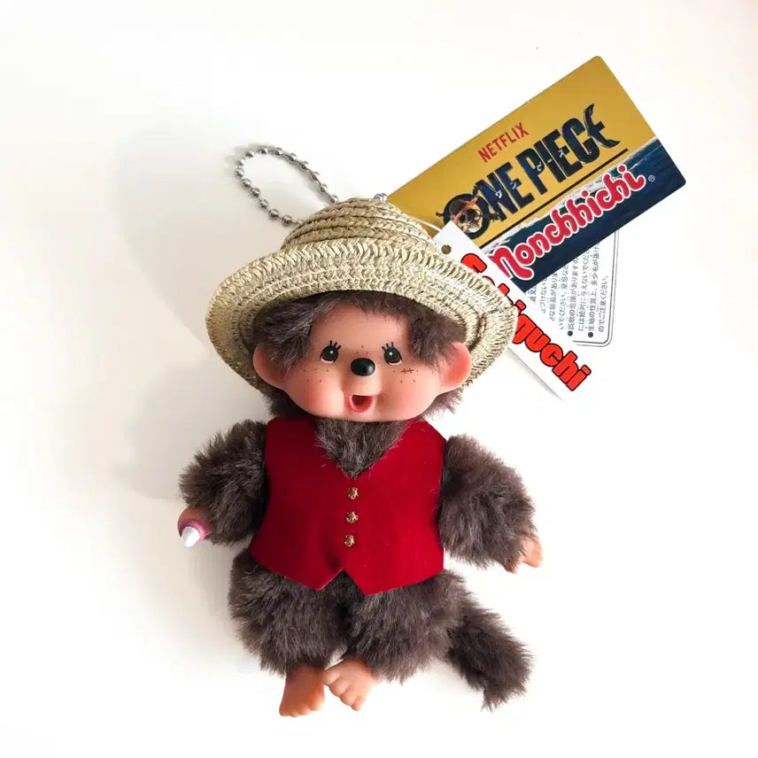 [BUNJANG] Monchhichi Luffy Collaboration Keyring / [몬치치 정품/새상품]원피스 X 몬치치 콜라보 루피 인형 키링