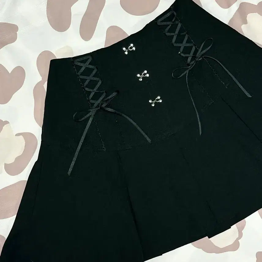 [BUNJANG] Liz Lisa Style Ribbon Black Mini Skirt / 리즈리사깔 마즈깔 공겜여주 고스 로리 양지뢰 리본 블랙 스커트