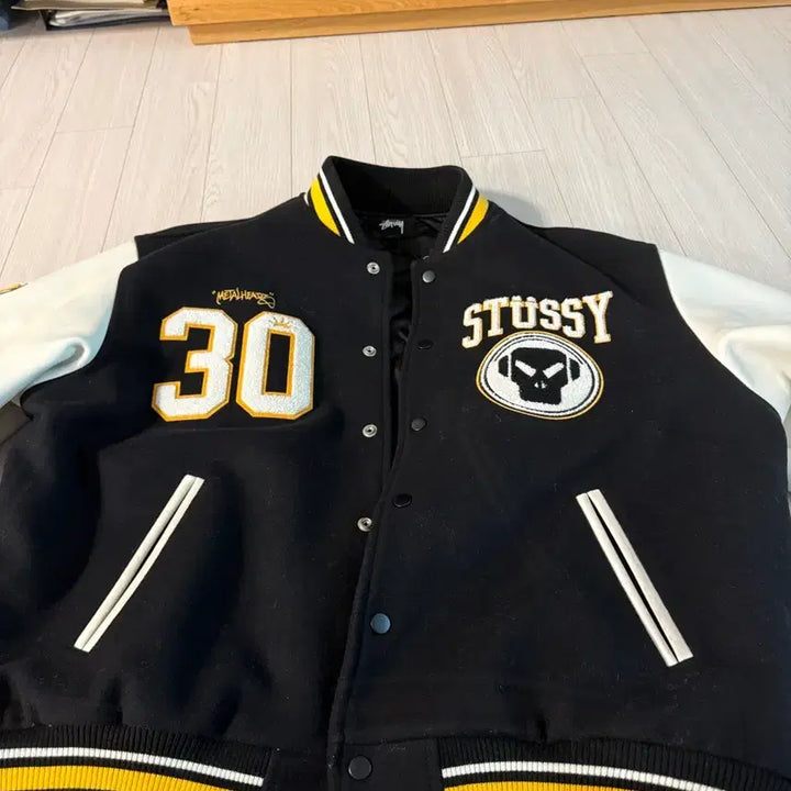 [BUNJANG] Stussy Metal Heads Varsity Jacket Black / [XL] 스투시 골지 메탈헤즈 30 바시티 자켓 블랙
