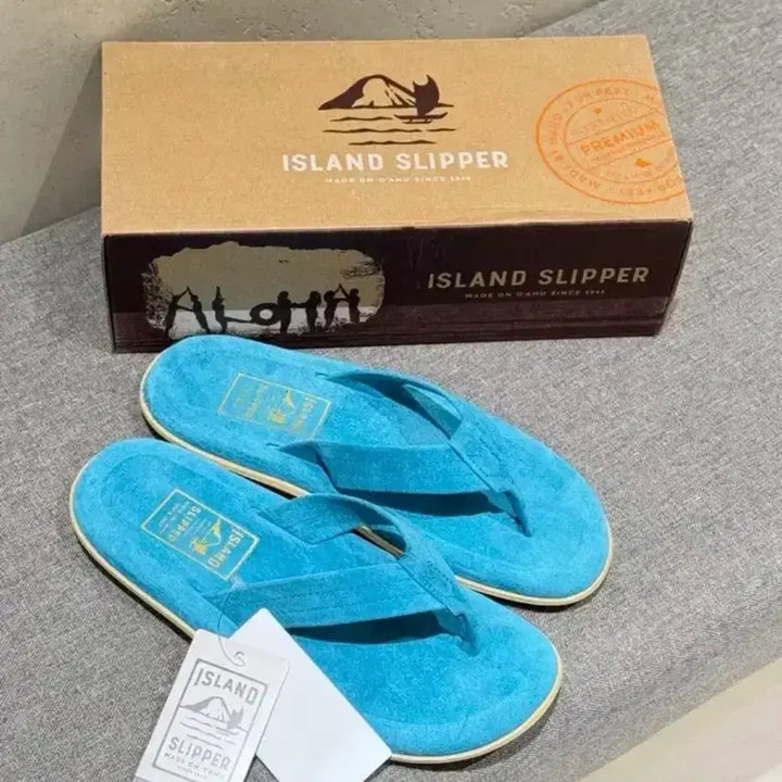 [BUNJANG] Island Slipper PT203 Turquoise Suede Slippers / 아일랜드슬리퍼 터콰이즈 스웨이드