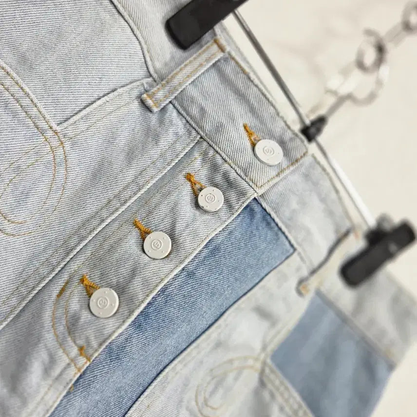 [BUNJANG] Lucky Chouette Patchwork Denim Skirt (Size 36) / 럭키슈에뜨 패치워크 데님 스커트 36