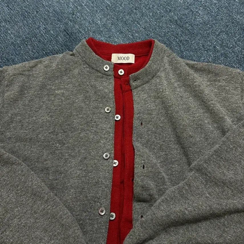 [BUNJANG] Round Neck Cardigan 2-Pack (Charcoal/Red) / 라운드 가디건 2pack (차콜/레드)