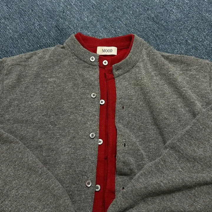 [BUNJANG] Round Neck Cardigan 2-Pack (Charcoal/Red) / 라운드 가디건 2pack (차콜/레드)