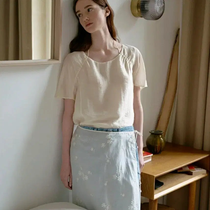 [BUNJANG] On &amp; On Shirring Blouse Ivory Size 66 / 온앤온 셔링 블라우스 아이보리 66