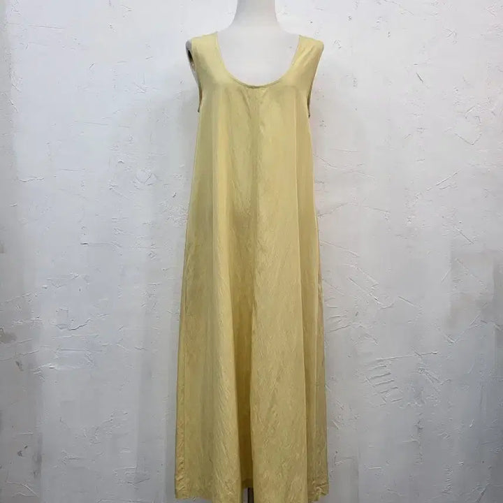 [BUNJANG] Sleeveless Anorak Long Dress Yellow S / 민소매 아노락롱 원피스 옐로우S