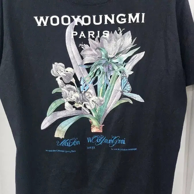 [BUNJANG] Wooyoungmi Back Logo Floral T-shirt / 우영미 백로고 플라워 반팔