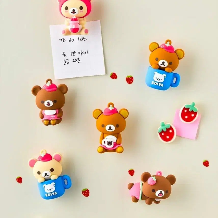 [BUNJANG] Ediya Rilakkuma Magnet Keyring Full Set / 이디야 리락쿠마 마그넷 키링 6종 풀세트