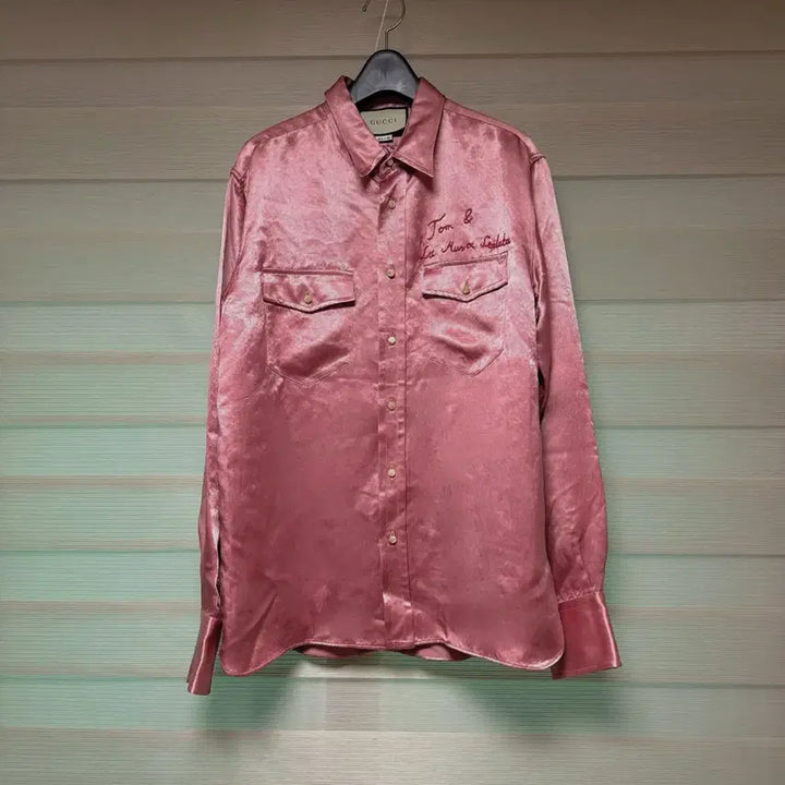 [BUNJANG] Gucci Tom &amp; La Musa Embroidered Velvet Shirt / 구찌 Tom &amp; la Musa 셔츠 핑크
