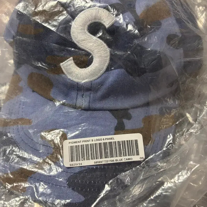 [BUNJANG] Supreme S Logo 6-Panel Cap Blue Camo 25SS / 슈프림 S 로고 6-패널 블루 카모 - 25SS