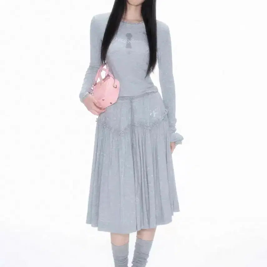 [BUNJANG] Necy Studio Dot Long Skirt Grey / necy studio 중브 테스트메커니즘 그레이  도트 롱스커트
