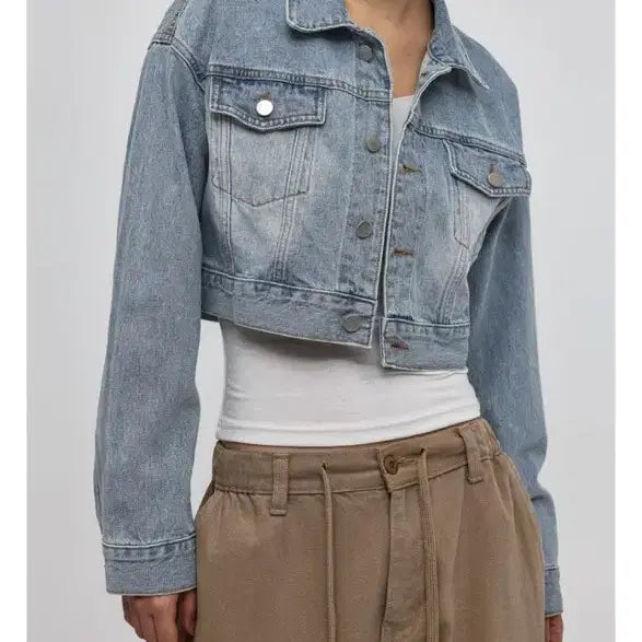 [BUNJANG] Blackup Ruina Denim Crop Jacket / 블랙업 루이나 데님 크롭 청자켓