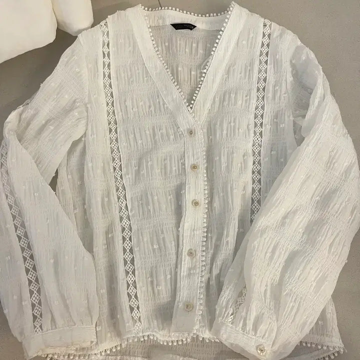 [BUNJANG] ZARA White Lace Blouse XS / ZARA 자라 화이트 레이스 블라우스 XS