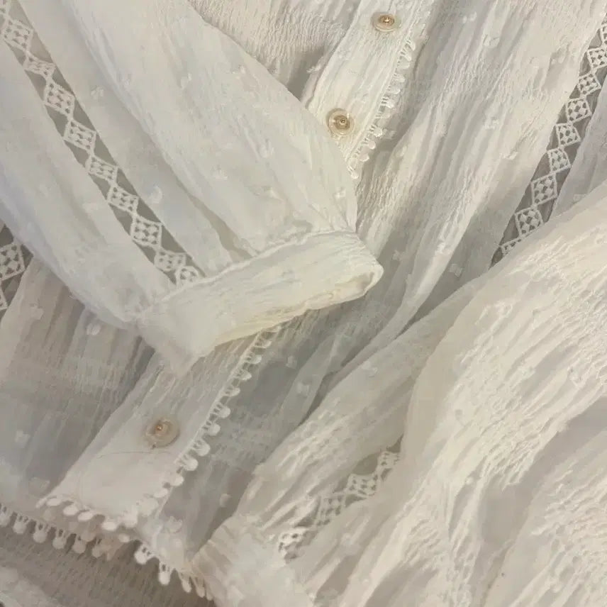 [BUNJANG] ZARA White Lace Blouse XS / ZARA 자라 화이트 레이스 블라우스 XS