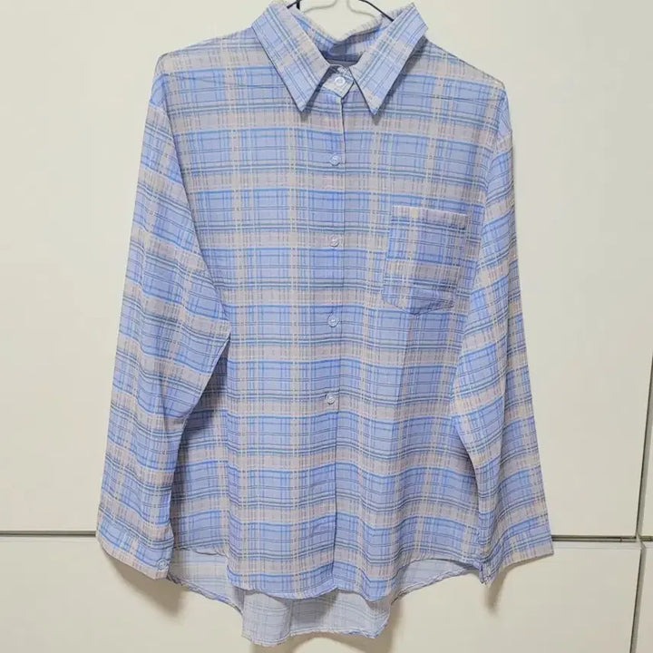 [SOLD OUT] (새상품)여성 얇은 블루체크셔츠(L)