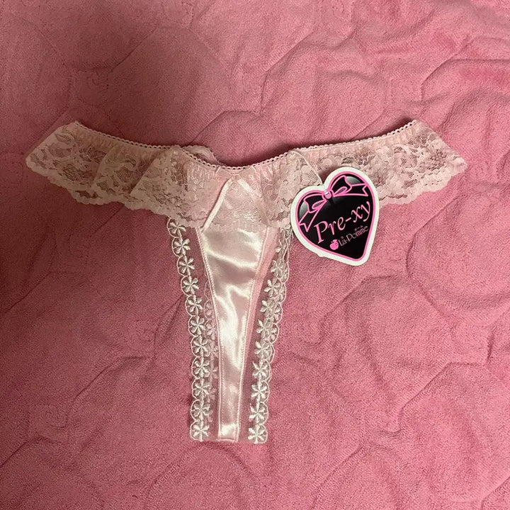 [BUNJANG] LaForm Pink Satin Thong Underwear / 라폼 새틴 여성 티팬티