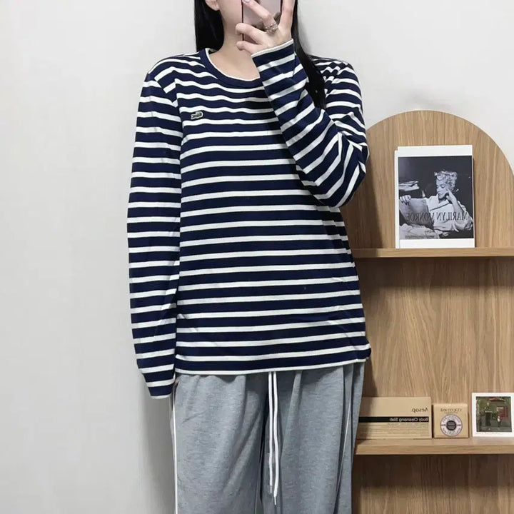 [BUNJANG] [정품] 라코스테 패치로고 단가라 긴팔티 [ M ] / [정품] 라코스테 패치로고 단가라 긴팔티 [ M ]