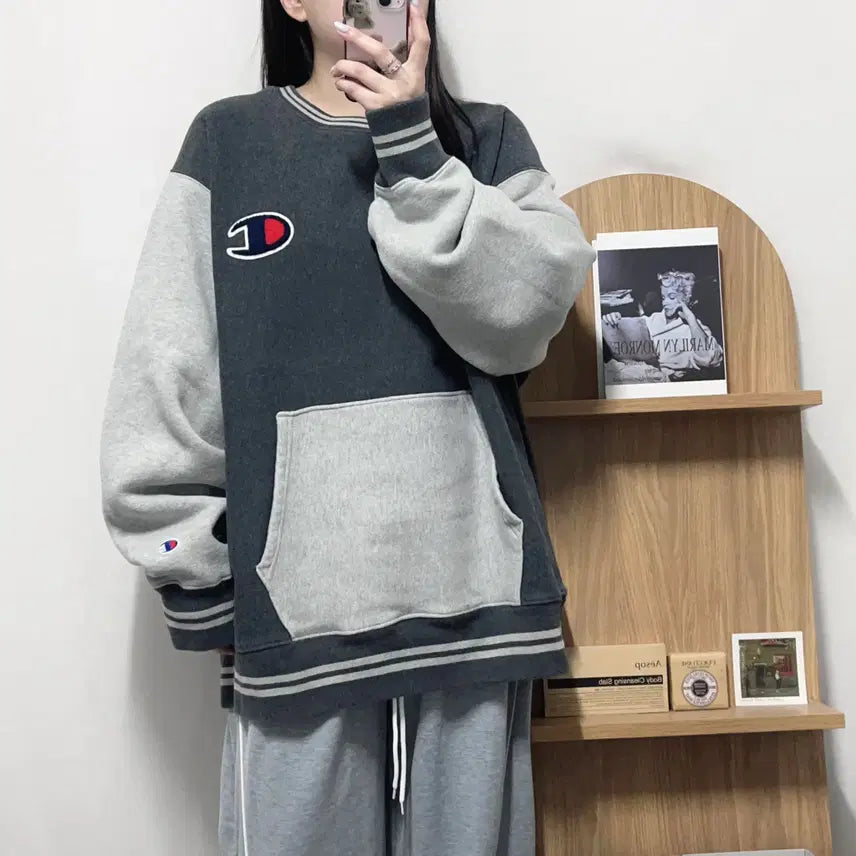 [SOLD OUT] [정품] 챔피온 챠콜그레이 기모 맨투맨 [ 2XL ]