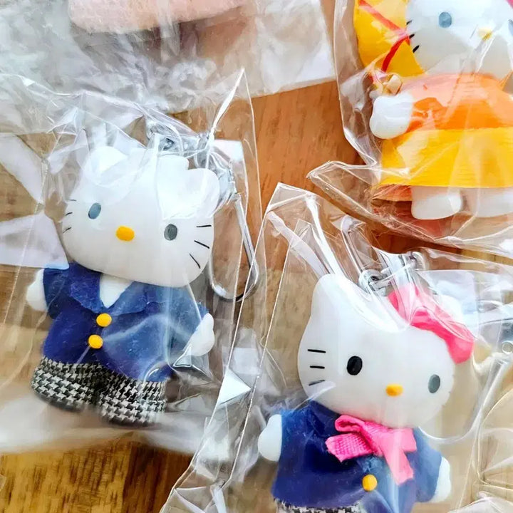 [BUNJANG] Kitty 5-Piece Set Keychain / 키티5종세트, 교복 키티, 드레스업 키티 키링, 초소형 키티 키링