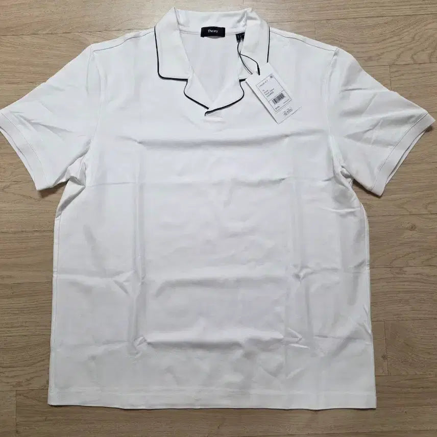 [BUNJANG] Theory Relay Jersey Open Collar Polo Shirt White L (105) / 띠어리 릴레이 저지 오픈 카라티  L 105 정가 32만원 화이트
