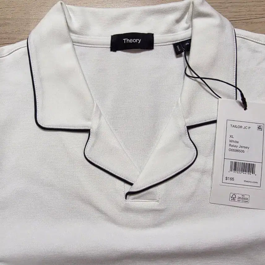 [BUNJANG] Theory Relay Jersey Open Collar Polo Shirt White L (105) / 띠어리 릴레이 저지 오픈 카라티  L 105 정가 32만원 화이트