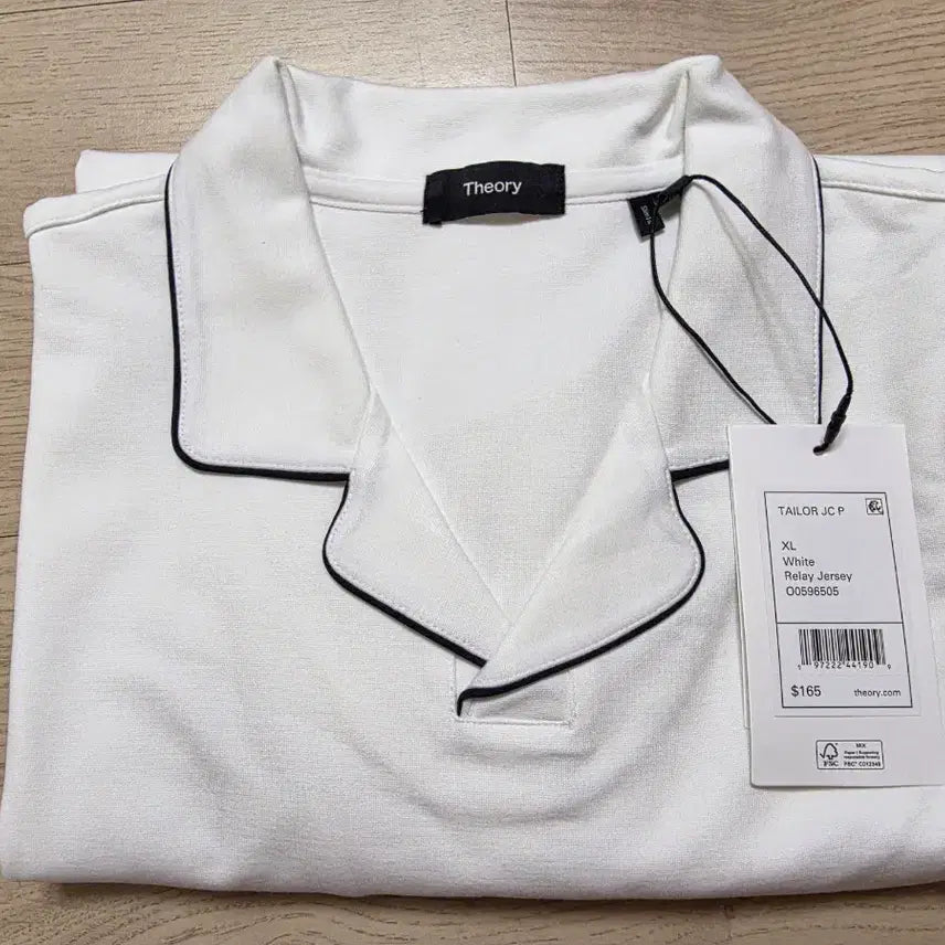 [BUNJANG] Theory Relay Jersey Open Collar Polo Shirt White L (105) / 띠어리 릴레이 저지 오픈 카라티  L 105 정가 32만원 화이트
