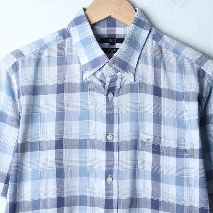 [BUNJANG] Daks XL Check Pattern Short-Sleeve Polo T-shirt Blue / (XL) 닥스 반팔 카라 티셔츠 셔츠 남방 체크 블루-18474