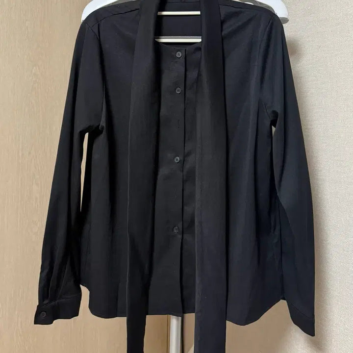 [BUNJANG] Wrinkle-Free Tie Blouse Black / 링클 프리 타이 블라우스 블랙