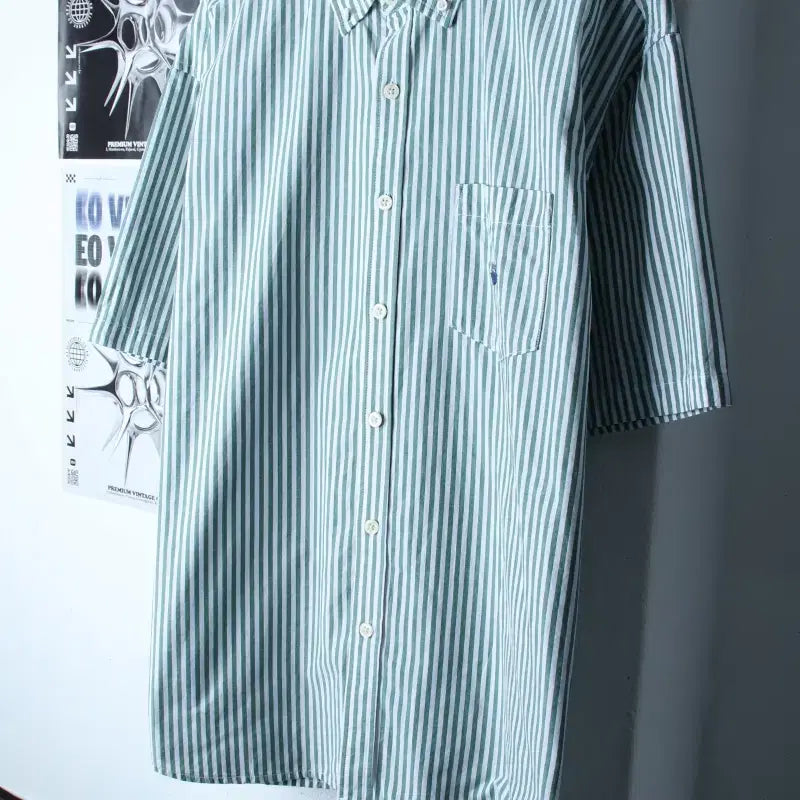 [BUNJANG] Covernat Striped Short-Sleeve Polo T-Shirt / (L-XL) 커버낫 반팔 카라 티셔츠 셔츠 남방 스트라이프-18478