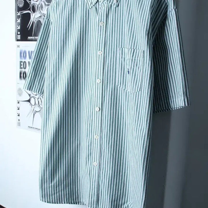 [BUNJANG] Covernat Striped Short-Sleeve Polo T-Shirt / (L-XL) 커버낫 반팔 카라 티셔츠 셔츠 남방 스트라이프-18478