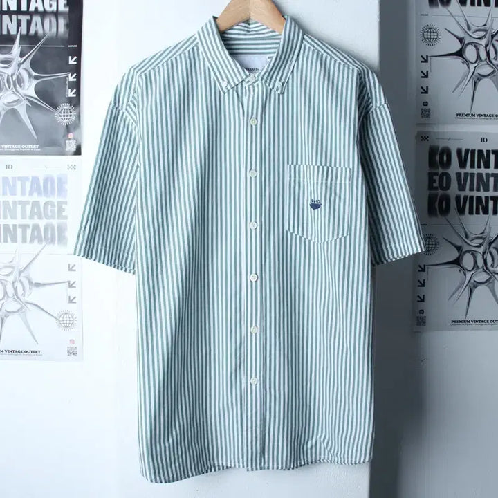 [BUNJANG] Covernat Striped Short-Sleeve Polo T-Shirt / (L-XL) 커버낫 반팔 카라 티셔츠 셔츠 남방 스트라이프-18478