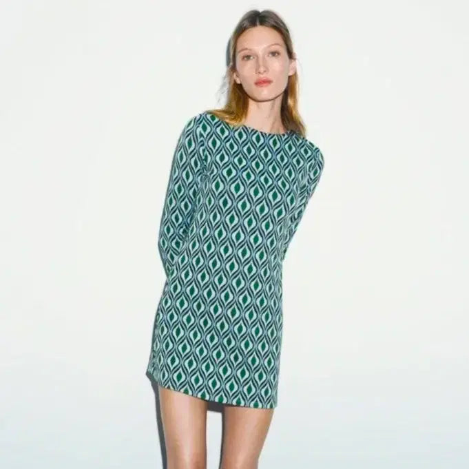 [BUNJANG] ZARA Jacquard Geometric Pattern Mini Dress / ZARA 자라 자카드 기하학 명품패턴 미니 원피스 M