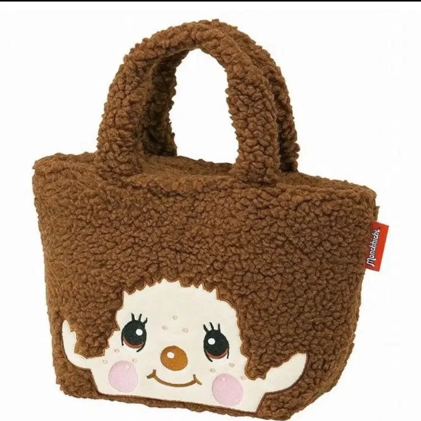 [BUNJANG] Monchhichi Mini Pompom Tote Bag Brown / 몬치치 뽀글이 미니 토트백 브라운