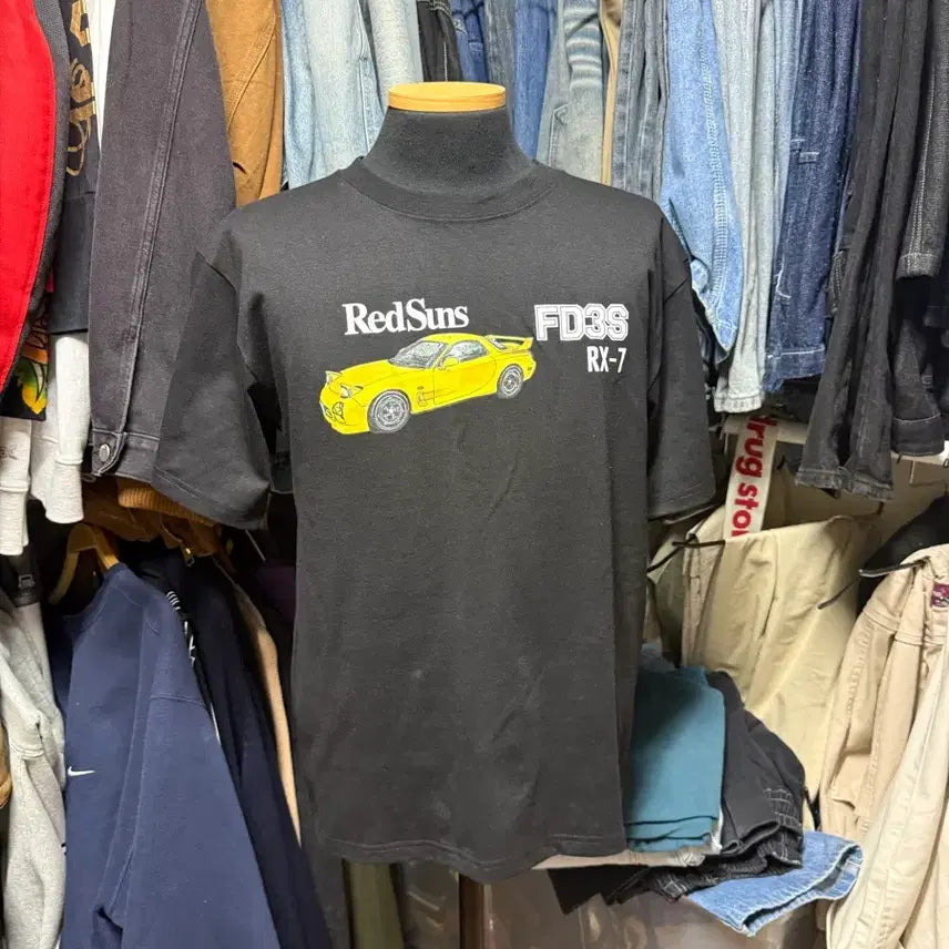 [BUNJANG] Initial D RedSuns FD3S RX-7 Printed T-shirt / [M] 새제품 이니셜D RedSuns FD3S RX-7 프린팅 반팔 티셔
