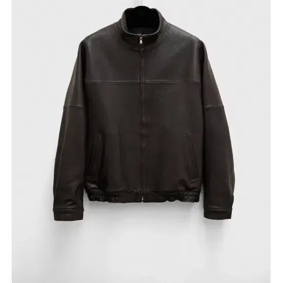 [BUNJANG] Youth Lab High Neck Leather Blouson Brown / 유스랩 하이넥 가죽 블루종 브라운