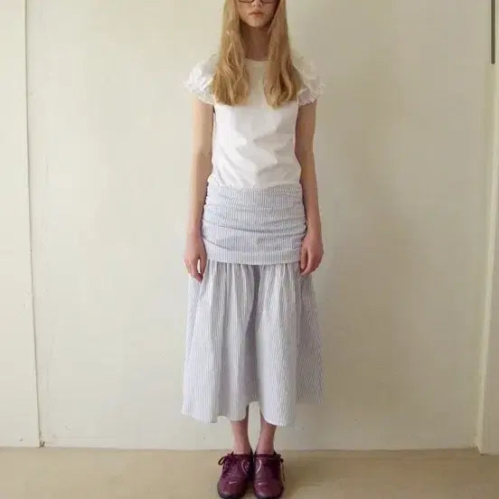 [BUNJANG] Smoothmood Striped Long Skirt / Smoothmood 스트라이프 롱 스커트