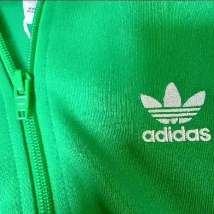 [BUNJANG] Adidas Track Top Jersey Full Zip Green White Size M (95) / 아디다스 초흰 초록 그린 트랙탑 저지 져지집업 95/M