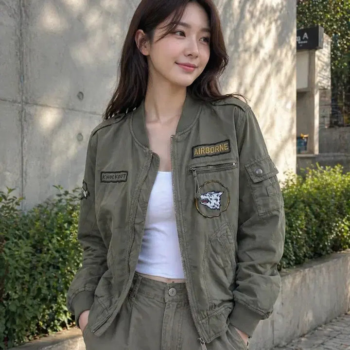 [SOLD OUT] 아메리칸이글 카키 봄버 자켓 패치 장식