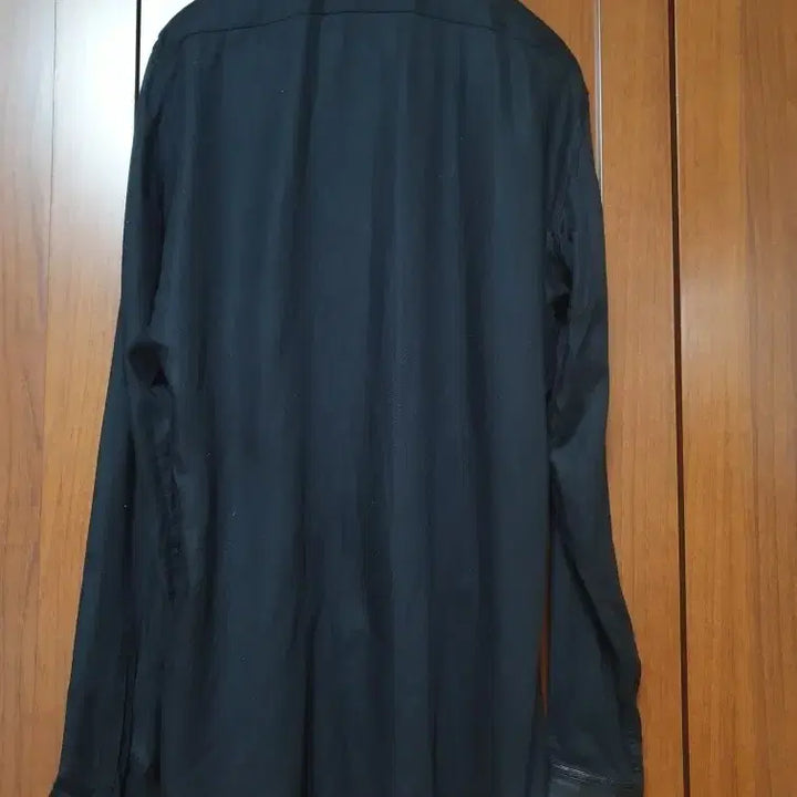 [BUNJANG] Saint Laurent Leather Collar Black Shirt / 생로랑 가죽 칼라 블랙 셔츠