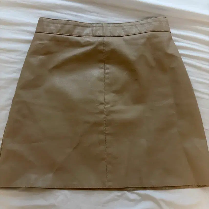 [BUNJANG] Ablee Hinique Fromdayone Beige Leather Mini Skirt / S 베이지 레더 미니 스커트 치마 에이블리 히니크 히프나틱 프롬데이원