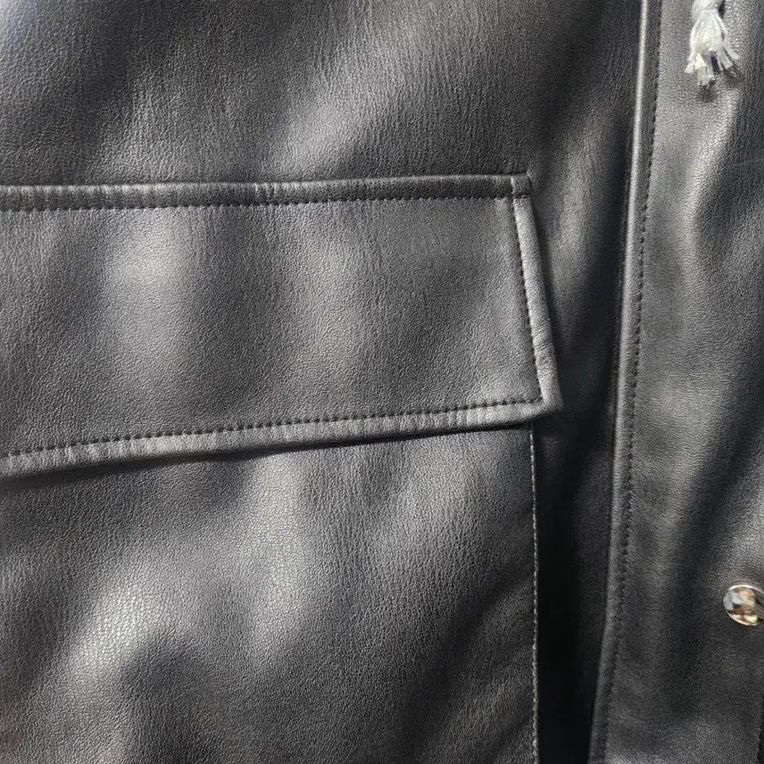 [BUNJANG] Black Hooded Leather Jacket for Women / 후드 레더 자켓 블랙 여성용